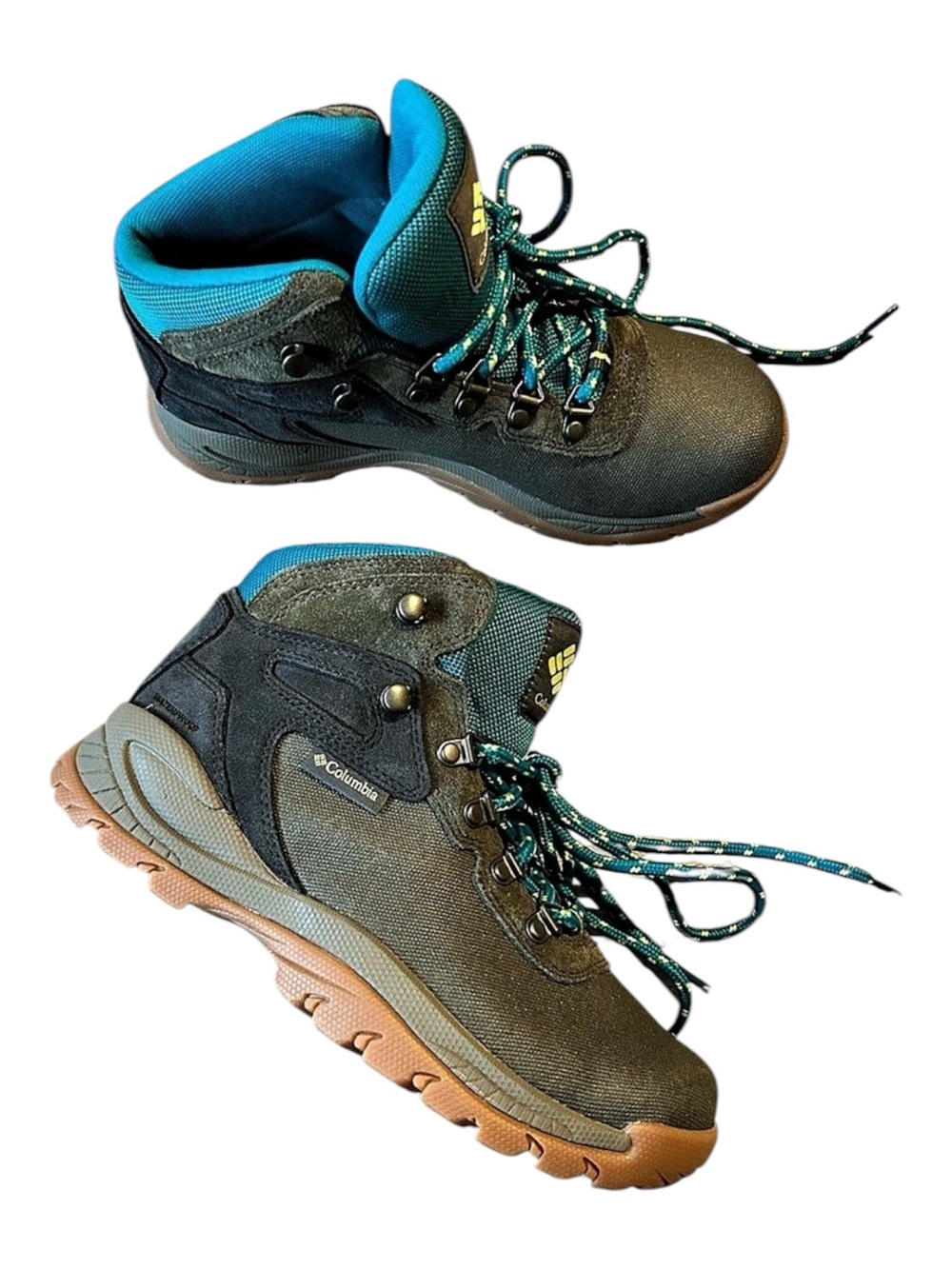 Columbia Newton Ridge Hiking Boots Green / Blue Size 6.5 New